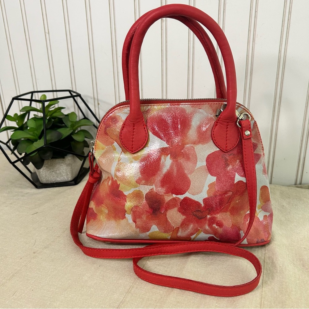 Maurizio Taiuti Hand Painted Floral Crossbody Bag Italian Leather 💫Like New!💫